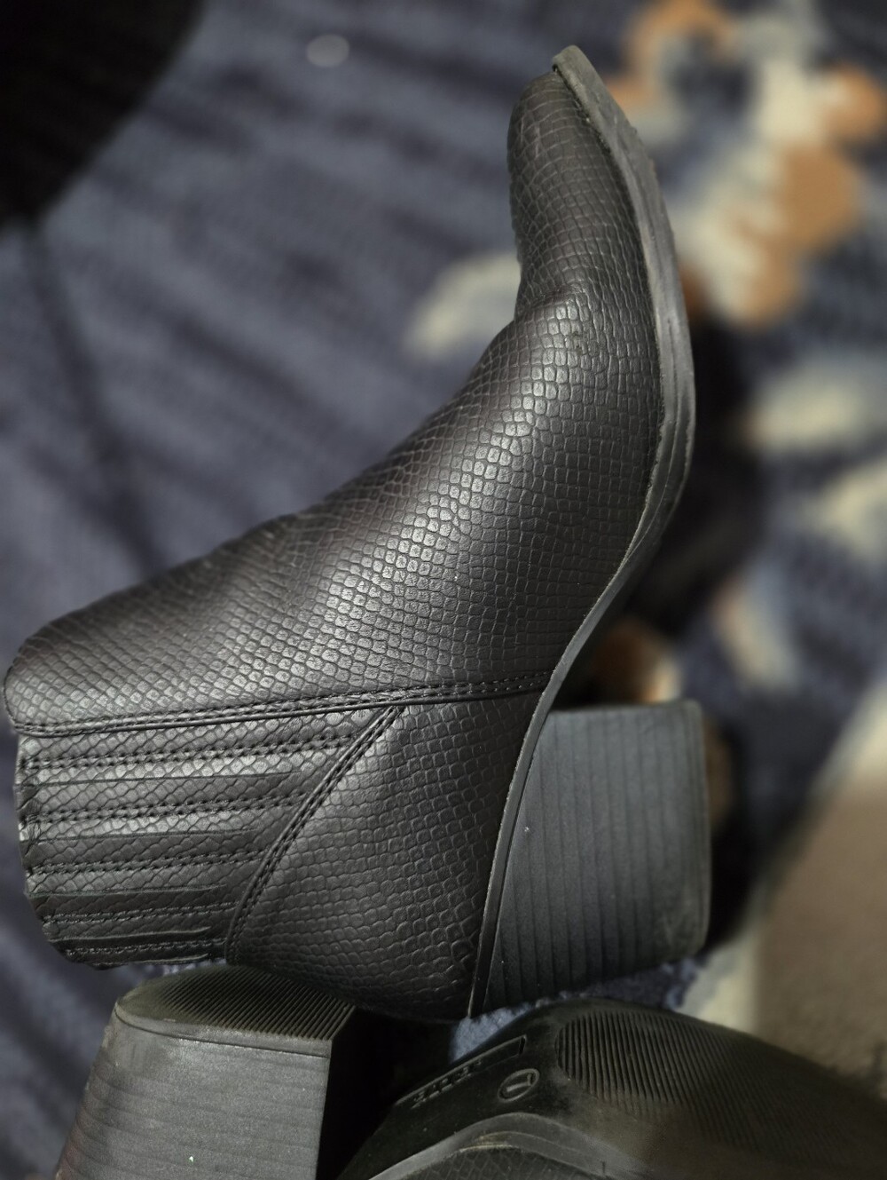 Ana Black Textured Women’s Ankle Boots